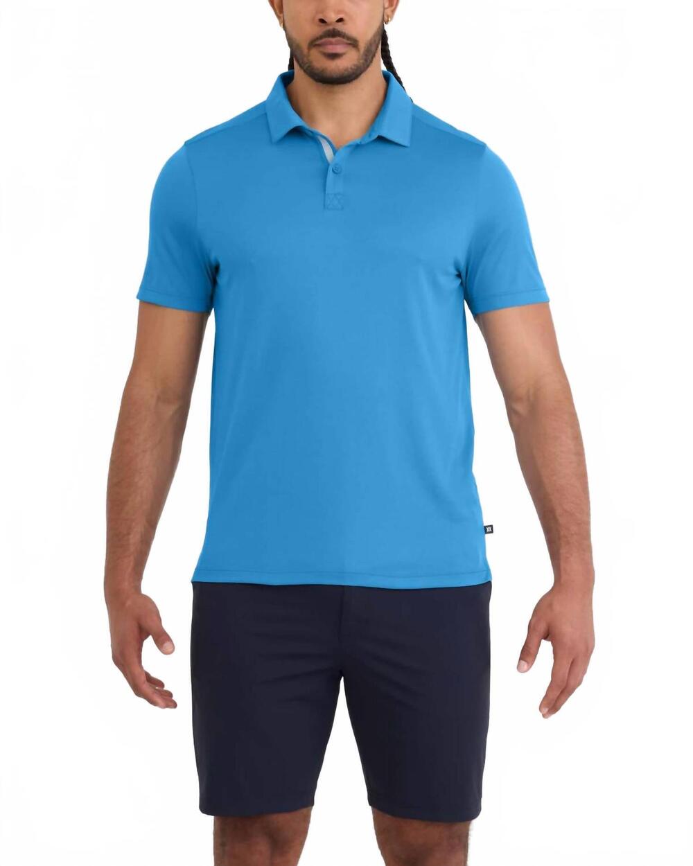NEW SAXX men's droptemp dry polo in parisian blue